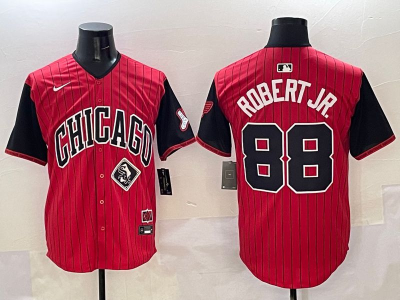 Men Chicago White Sox #88 Robert jr Red Stripe Joint Name 2025 Nike MLB Jersey style 14->chicago white sox->MLB Jersey